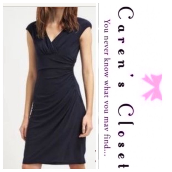 Lauren by Ralph Lauren Black Stretch Sleeveless Surplus Ruched Sheath Dress - Picture 2 of 7